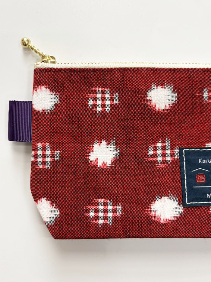 ZA94】久留米絣 台形ポーチ（TAKUMI Collection）水玉格子柄 | 久留米