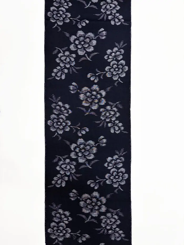 T279】久留米絣反物（ぼたん 濃紺/白）1m～ | 久留米絣 風のおくりもの